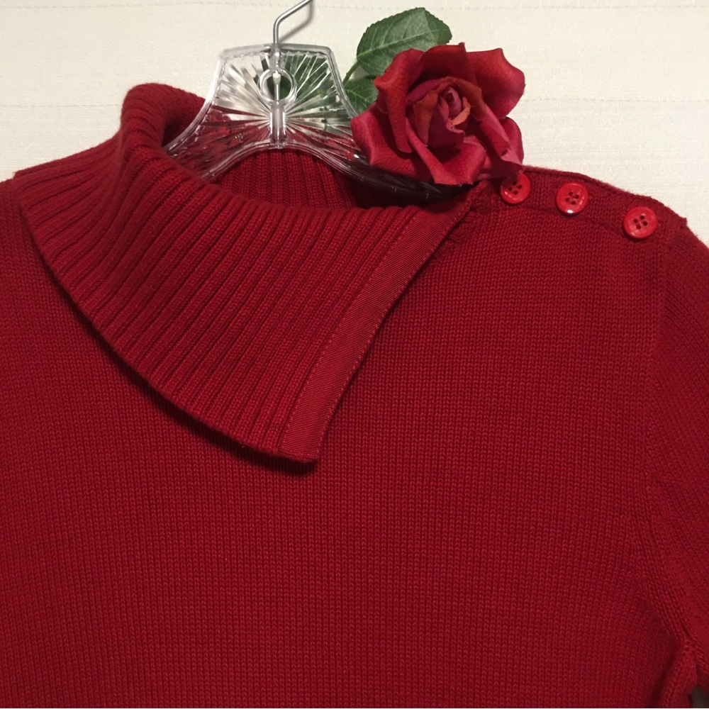 Chaps Red Pullover Cotton Sweater Asymmetrical Lg… - image 1